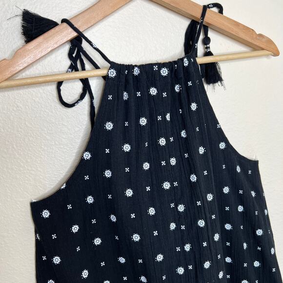 Old Navy Black Printed Halter Tie Cotton Dress Small - Picture 6 of 10